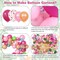 136Pcs Tropical Balloon Arch Garland Kit, Flamingo Luau Balloons of Hot Pink Rose Gold Fruit Green Blue & Palm Leaves for Tropical Party Decorations Hawaiian Aloha Birthday Wedding Decor